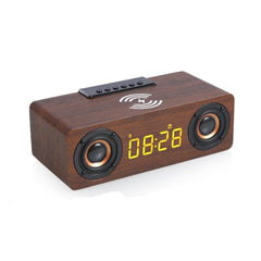 Wooden Retro Theme Wireless Charger Bluetooth Speaker Alarm Clock - VirtuousWares:Global