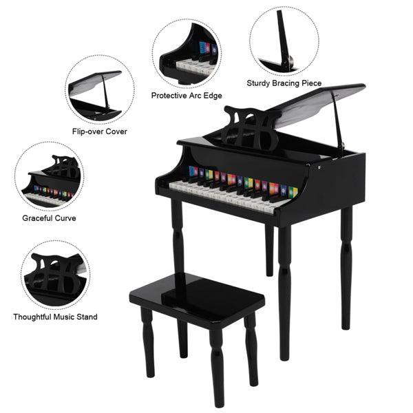 Wooden Toys 30-key Children's Wooden Piano with Music Stand - VirtuousWares:Global