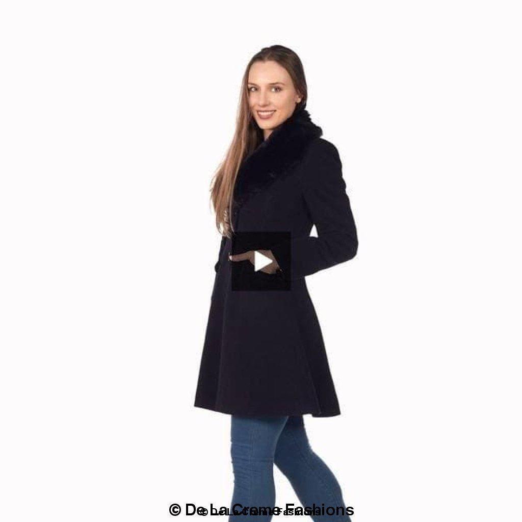 Wool Blend Faux Fur Collar Midi Coat - VirtuousWares:Global