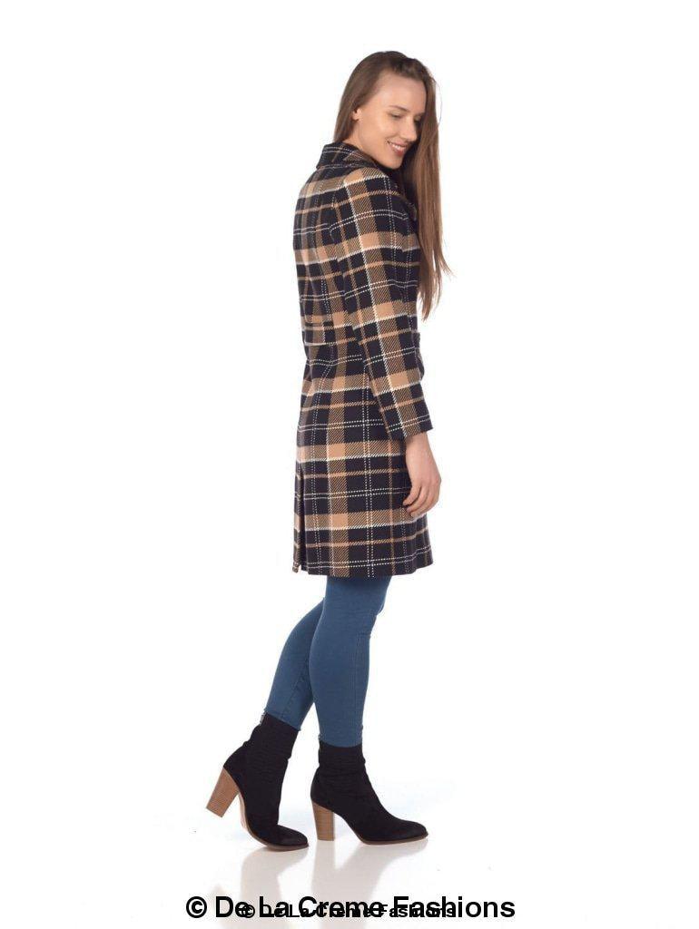 Wool Blend Tartan Check Double Breasted Coat - VirtuousWares:Global