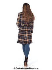 Wool Blend Tartan Check Double Breasted Coat - VirtuousWares:Global