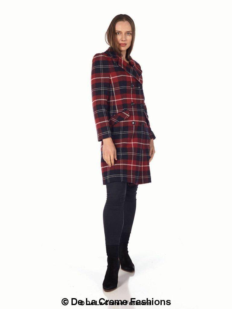 Wool Blend Tartan Check Double Breasted Coat - VirtuousWares:Global