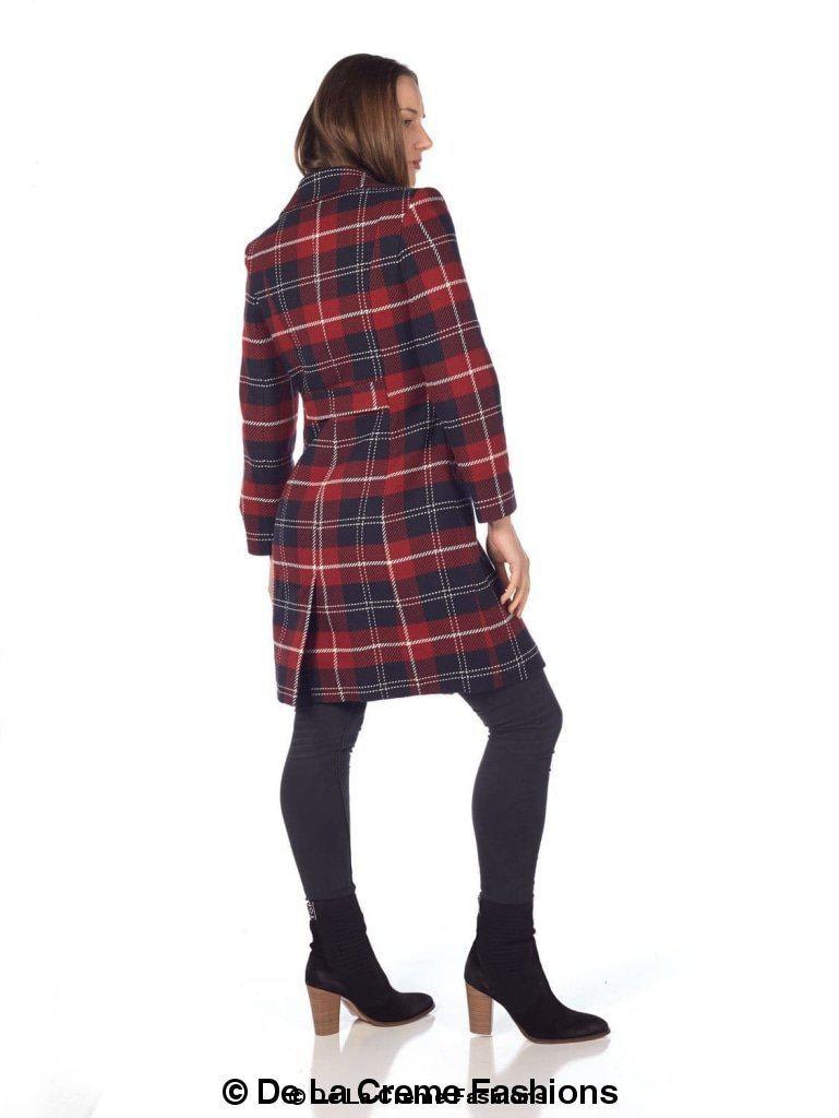 Wool Blend Tartan Check Double Breasted Coat - VirtuousWares:Global