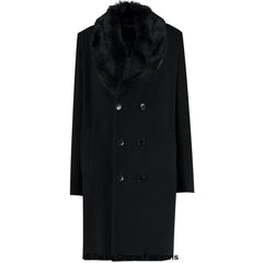 Wool Mix Overcoat With Faux Fur Collar - VirtuousWares:Global