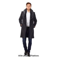 Wool Mix Overcoat With Faux Fur Collar - VirtuousWares:Global