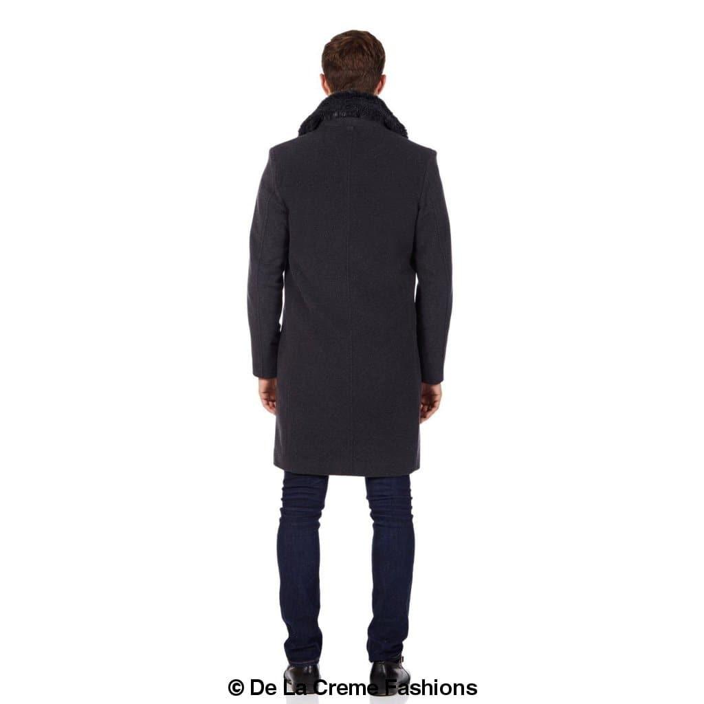 Wool Mix Overcoat With Faux Fur Collar - VirtuousWares:Global