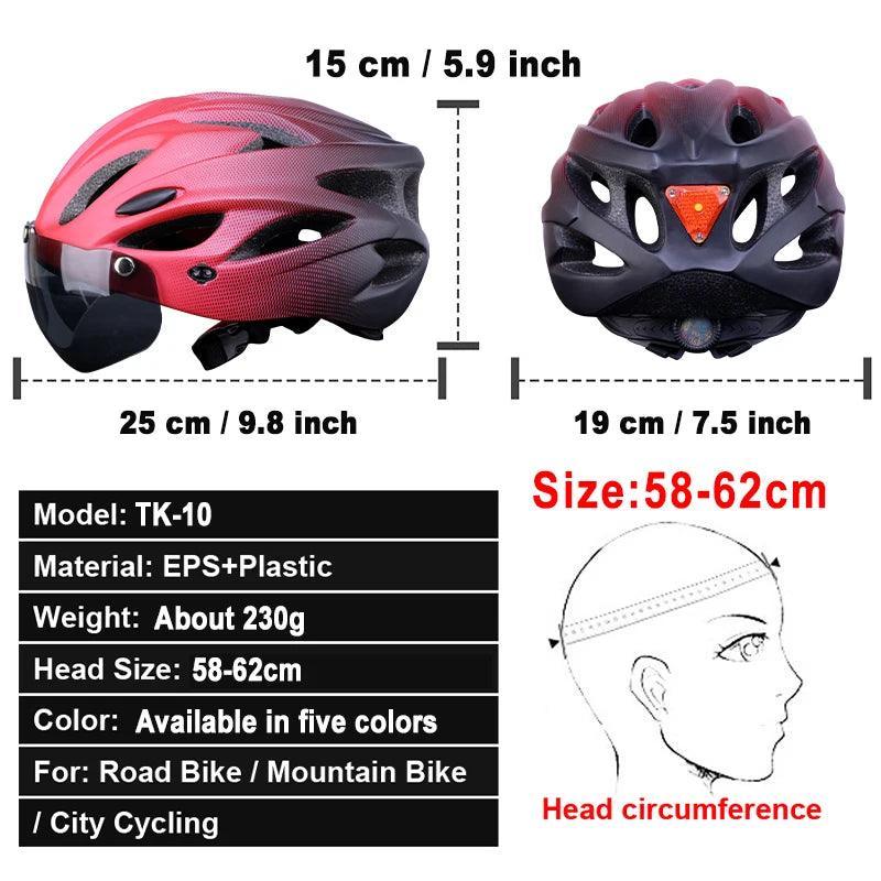 X-TIGER Adult Bike Helmet with LED Rear Light Dual Mode Goggle Cycling Helmet Fit 58-62cm Lightweight Breathable Bicycle Helmets - VirtuousWares:Global
