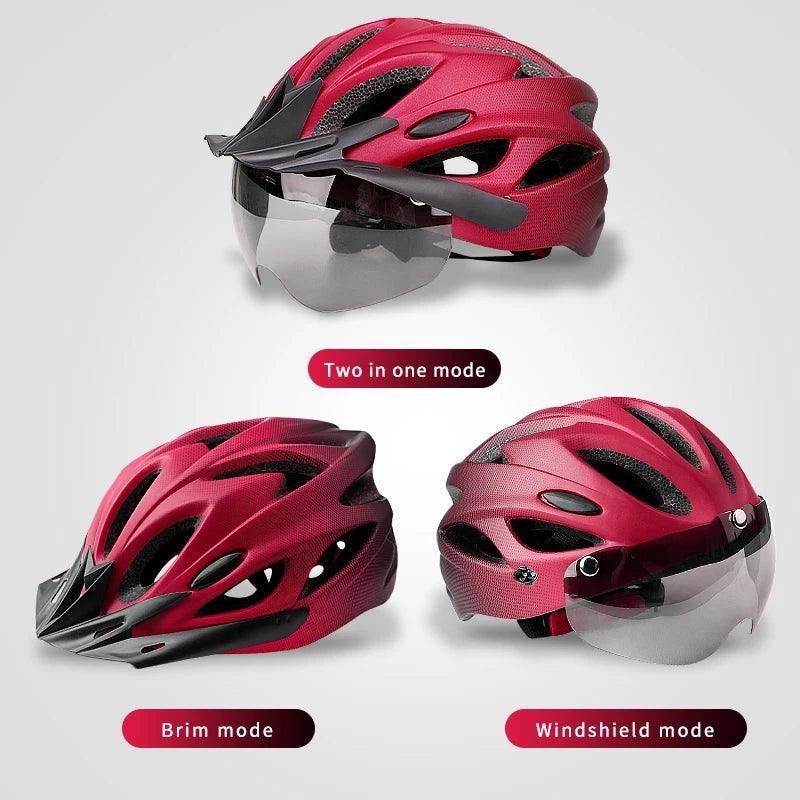 X-TIGER Adult Bike Helmet with LED Rear Light Dual Mode Goggle Cycling Helmet Fit 58-62cm Lightweight Breathable Bicycle Helmets - VirtuousWares:Global