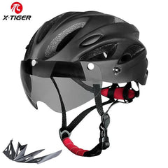 X-TIGER Adult Bike Helmet with LED Rear Light Dual Mode Goggle Cycling Helmet Fit 58-62cm Lightweight Breathable Bicycle Helmets - VirtuousWares:Global