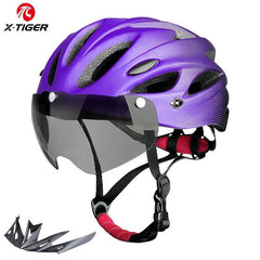 X-TIGER Adult Bike Helmet with LED Rear Light Dual Mode Goggle Cycling Helmet Fit 58-62cm Lightweight Breathable Bicycle Helmets - VirtuousWares:Global
