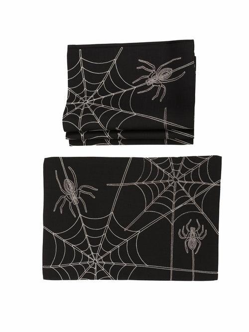 XD18801 Halloween Spider Web 14''x20'' Placemats, Set of 4 - VirtuousWares:Global