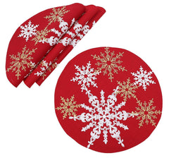 XD19802-Magical Snowflakes Crewel Embroidered Christmas Placemats - VirtuousWares:Global