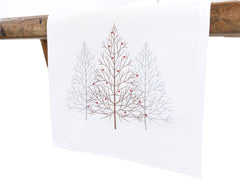 XD19803-Festive Trees Embroidered Christmas Table Runner - VirtuousWares:Global