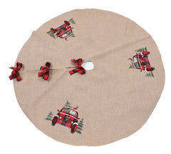 XD19884-Santa Claus Riding On Car Christmas Tree Skirt 56 Inch Round, - VirtuousWares:Global