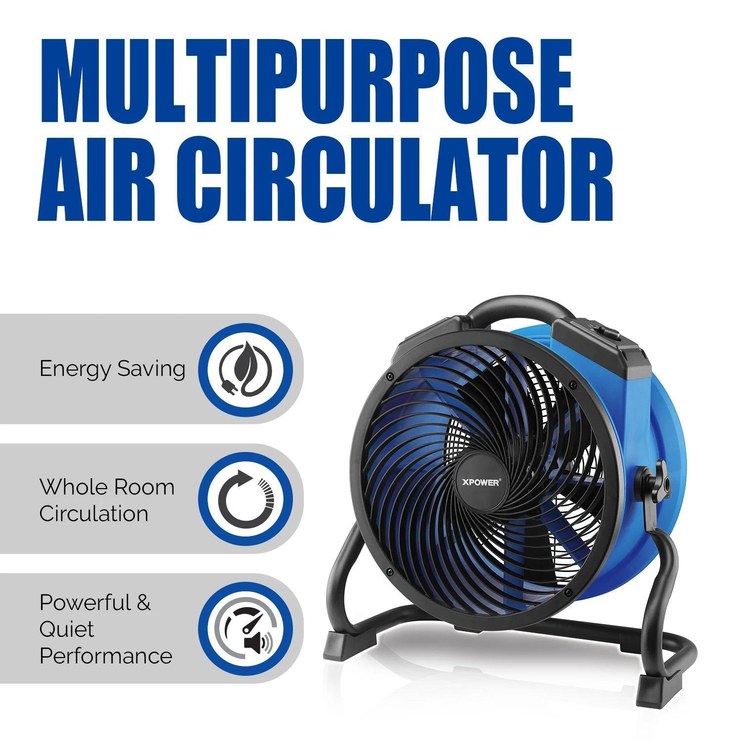 XPOWER Industrial Fan Office Air Blower Electric Steam Air Heater Carpet Dryer Floor Blower Utility Air Circulator Axial Fan - VirtuousWares:Global
