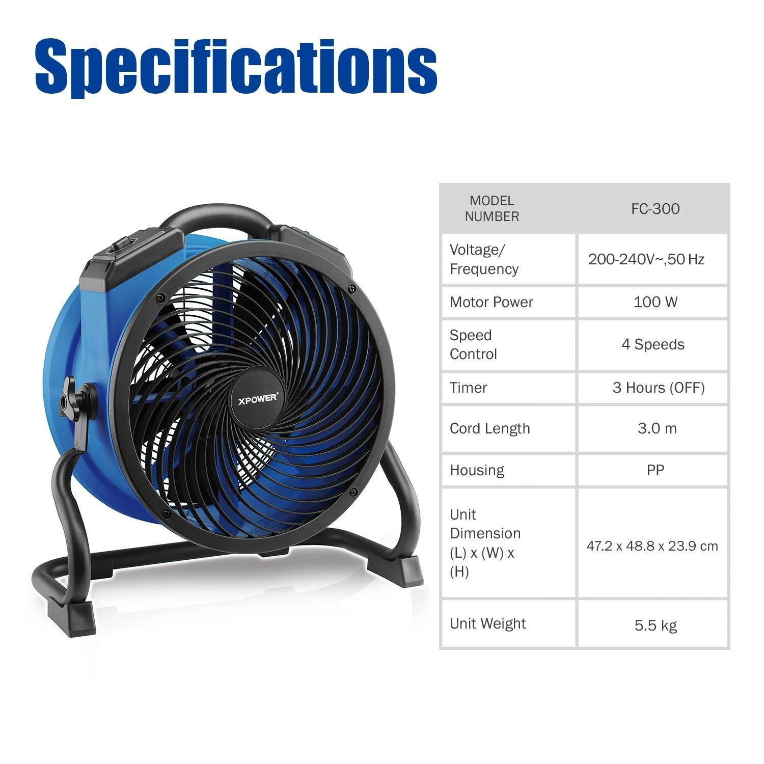 XPOWER Industrial Fan Office Air Blower Electric Steam Air Heater Carpet Dryer Floor Blower Utility Air Circulator Axial Fan - VirtuousWares:Global
