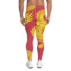 Yellow Dragon Red Leggings for Men - VirtuousWares:Global