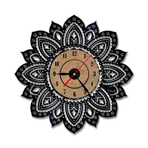 YOGA FLOWER DECOR HANDMADE VINYL RECORD WALL CLOCK FAN GIFT - VirtuousWares:Global