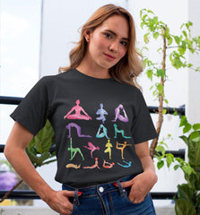 Yoga Poses Print Jersey Short Sleeve Tee - VirtuousWares:Global