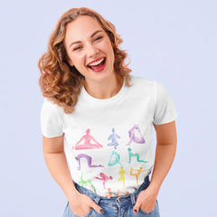 Yoga Poses Print Jersey Short Sleeve Tee - VirtuousWares:Global