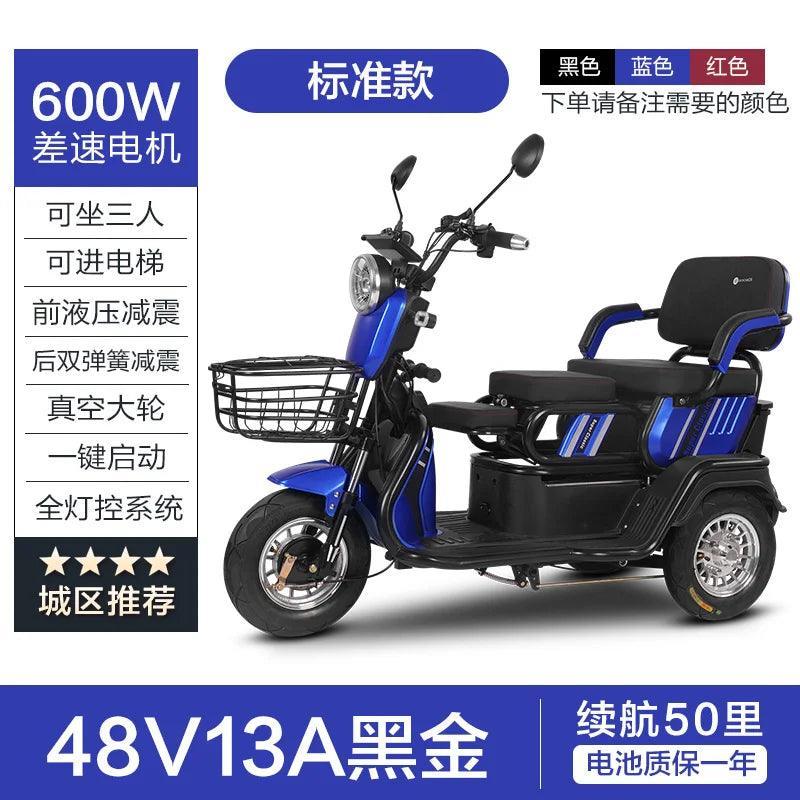 ZC Elderly Electric Tricycle Home Pick-up Children Double Battery Car Ladies Leisure New Scooter - VirtuousWares:Global