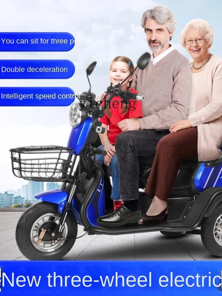 ZC Elderly Electric Tricycle Home Pick-up Children Double Battery Car Ladies Leisure New Scooter - VirtuousWares:Global