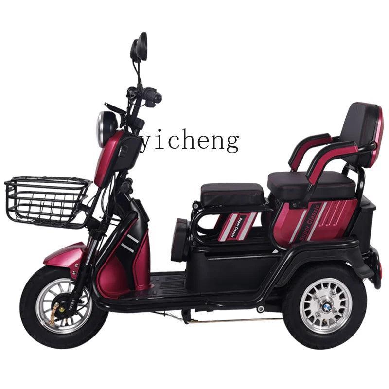 ZC Elderly Electric Tricycle Home Pick-up Children Double Battery Car Ladies Leisure New Scooter - VirtuousWares:Global