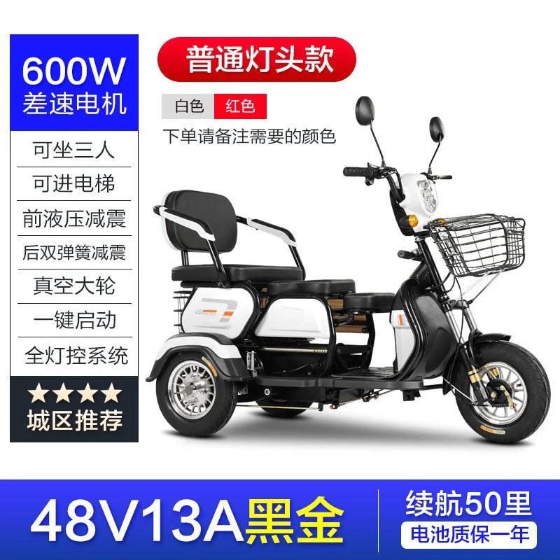 ZC Elderly Electric Tricycle Home Pick-up Children Double Battery Car Ladies Leisure New Scooter - VirtuousWares:Global