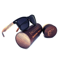 Zebrawood Sunglasses, Stars and Bars With Wooden Case, Polarized, - VirtuousWares:Global