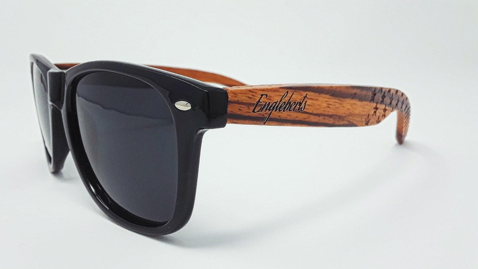 Zebrawood Sunglasses, Stars and Bars With Wooden Case, Polarized, - VirtuousWares:Global