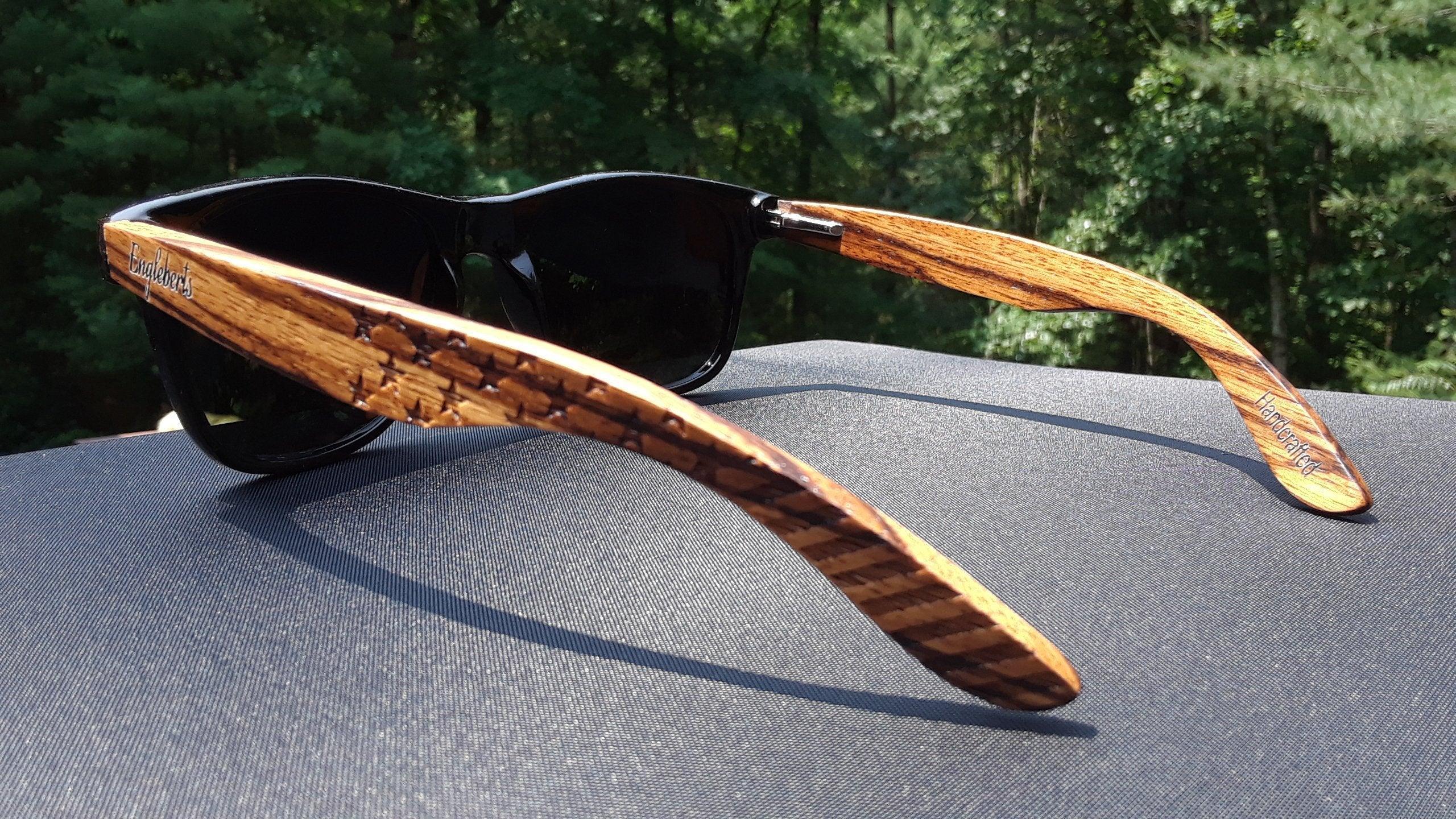 Zebrawood Sunglasses, Stars and Bars With Wooden Case, Polarized, - VirtuousWares:Global