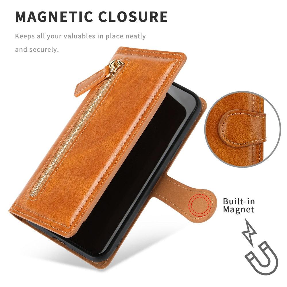 Zipper Wallet Flip Case For iPhone With Wireless Charging Support - VirtuousWares:Global