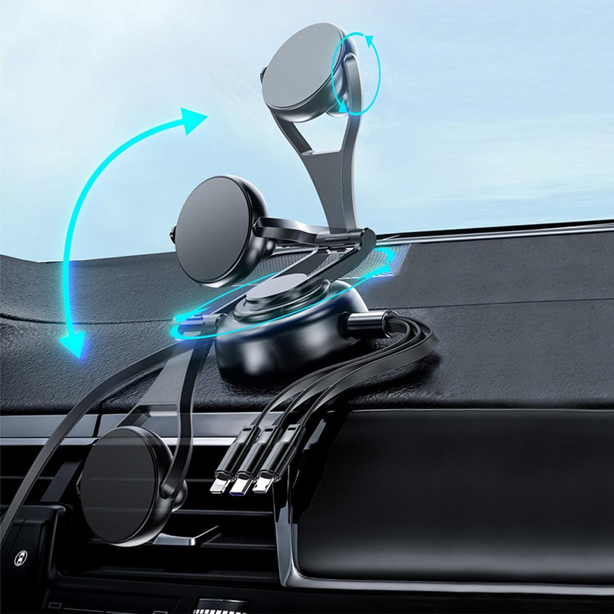 Zunammy 3 in 1 Tri-Cable Magnetic Car Mount Charger - VirtuousWares:Global