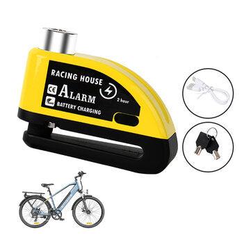 Bike Alarm Disc Brake Lock Security Anti-theft Type-C Rechargeable Large Capacity Battery Waterproof Aluminum Alloy Wheel Lock with 110dB Horn for Motorcycle Scooter - VirtuousWares:Global