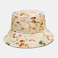 Collrown Women & Men Mushroom Pattern Print Casual Soft Outdoor Travel Couple Hat Bucket Hat - VirtuousWares:Global